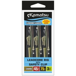 ZESTAW LEADCORE KAMATSU Z BEZPIECZNYM KLIPSEM CAMOU 35 LBS 75 CM